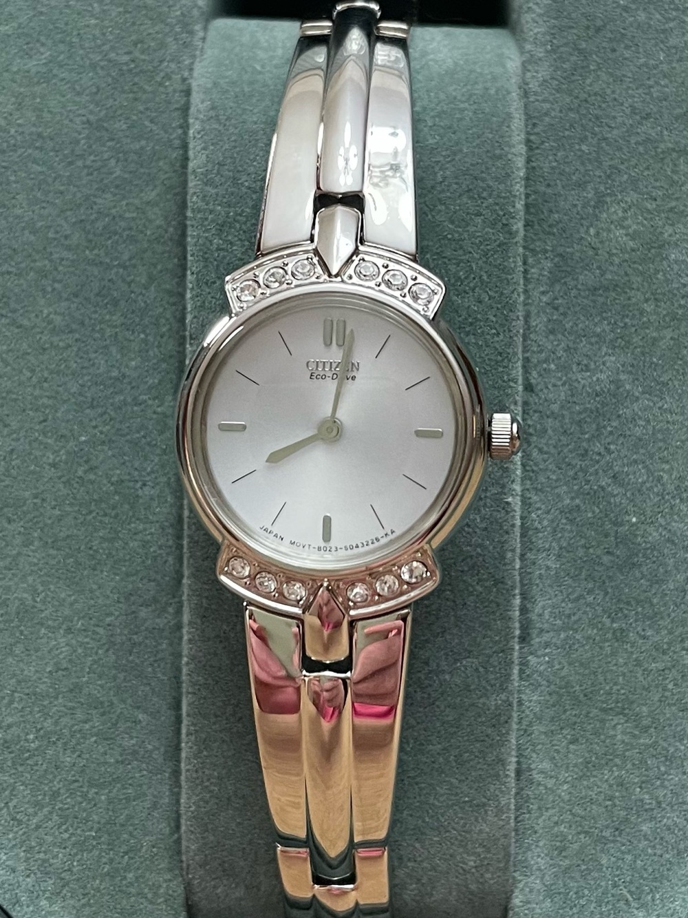 Citizen Eco-Drive Women’s Silver Swarovski Crystal Accent Bangle Watch